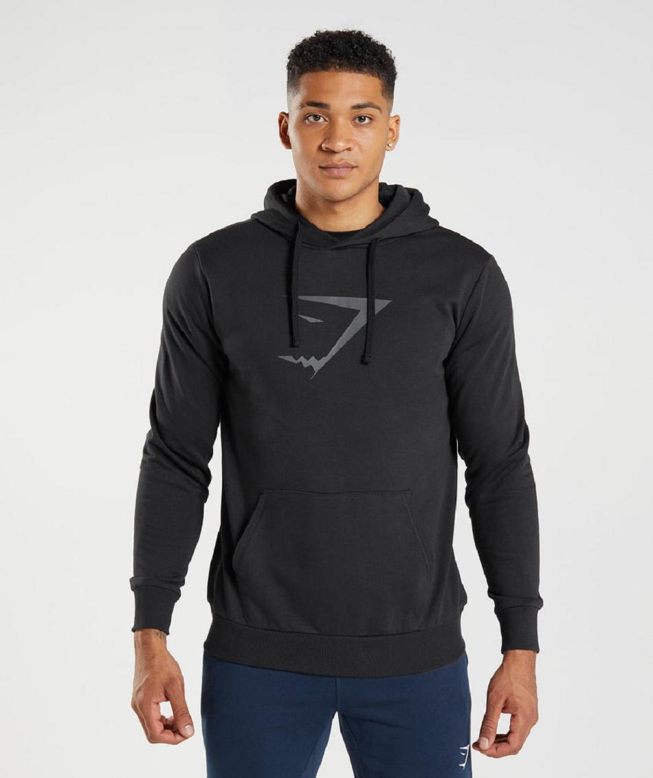 Bluzy Z Kapturem Męskie Gymshark Sharkhead Infill Czarne | PL 3568LIS